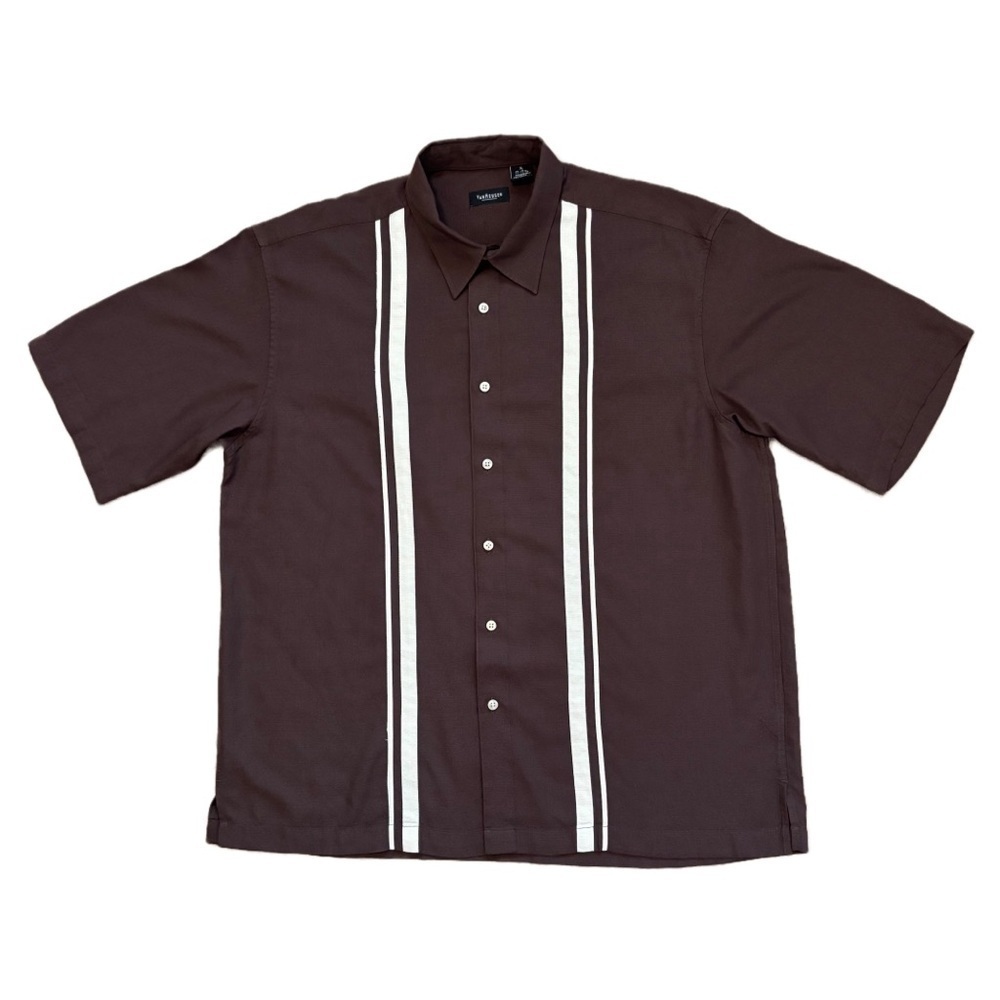 Van Heusen Retro Inspired Brown Short Sleeve Guayabera Shirt Men’s XL